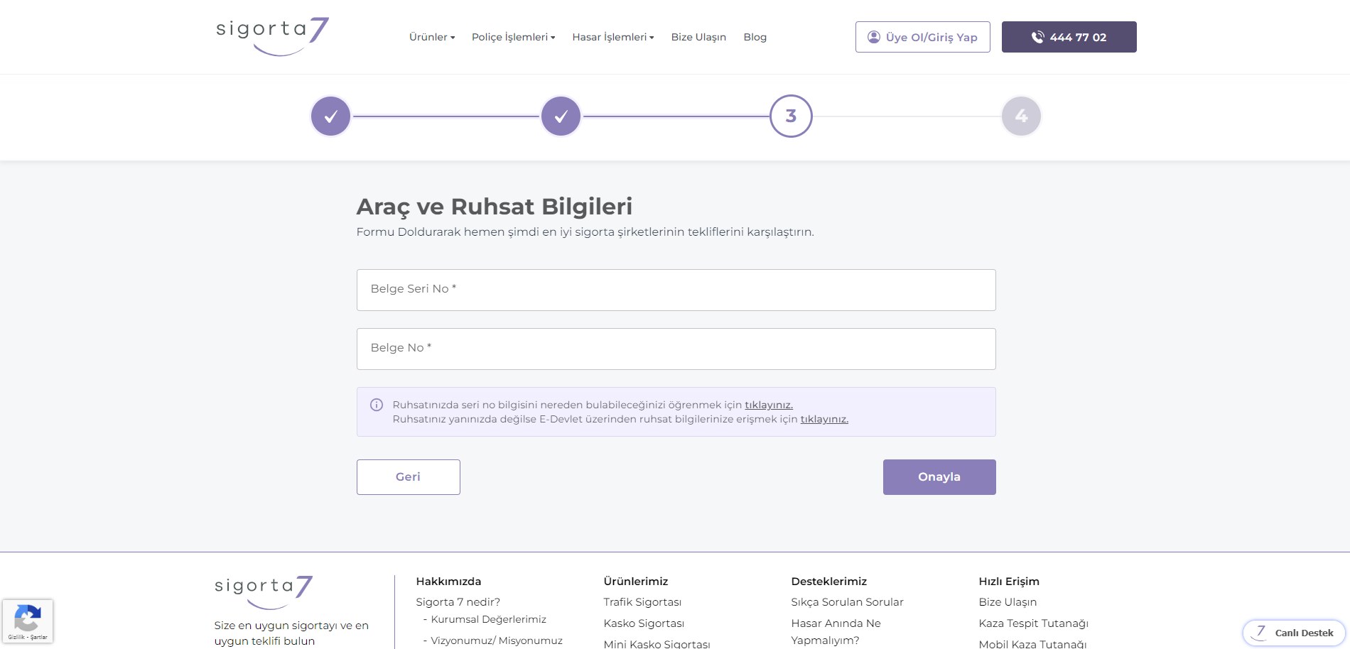 trafik sigortası ruhsat bilgileri